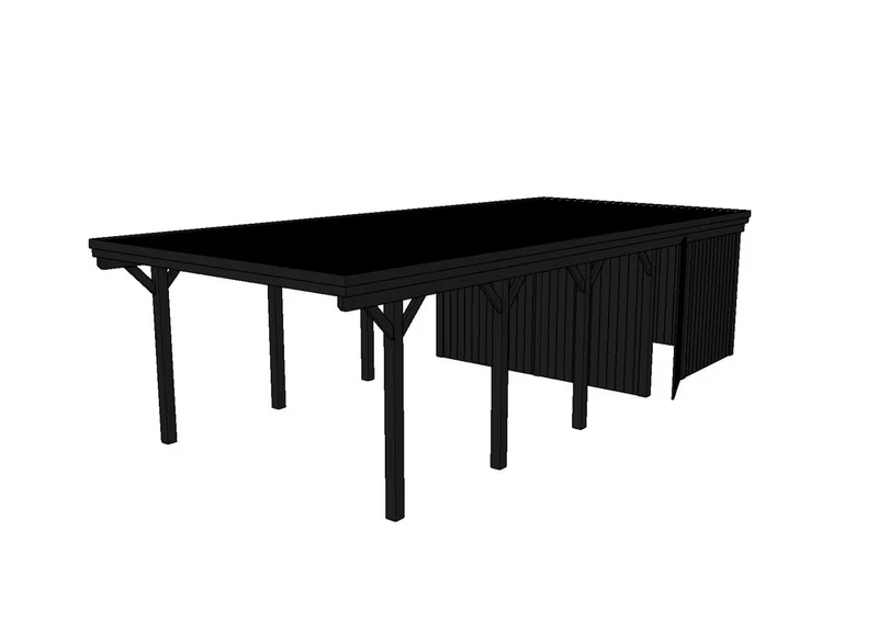 Einzel-Carport CLASSIC Holzblende mit Abstellraum (Verkleidung: Klassisches Duoprofil)