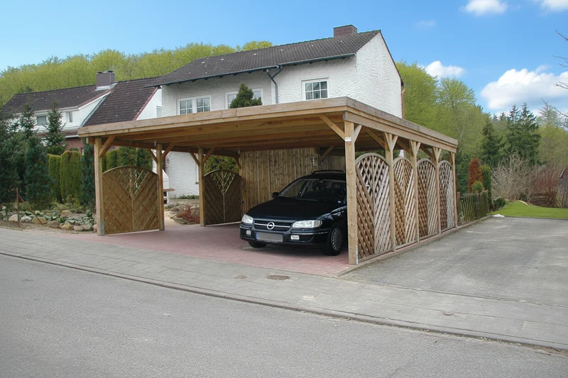 Doppelcarport CLASSIC mit Holzblende