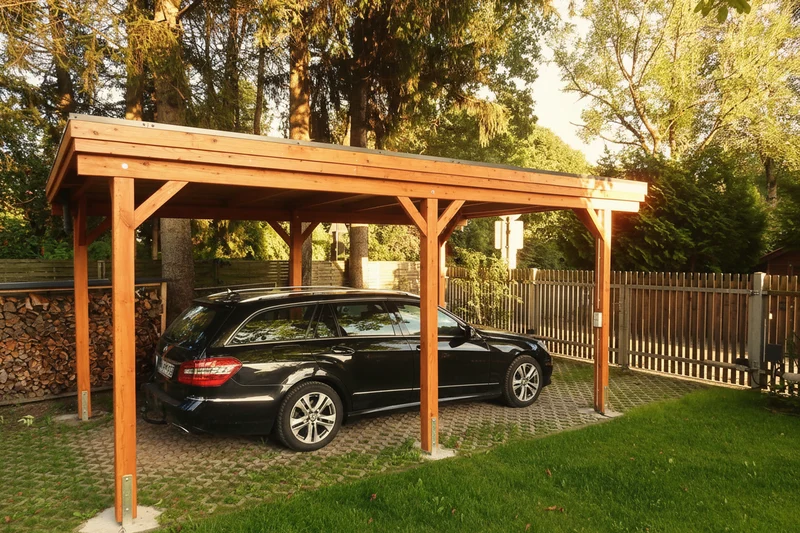 Einzel-Carport CLASSIC mit Holzblende