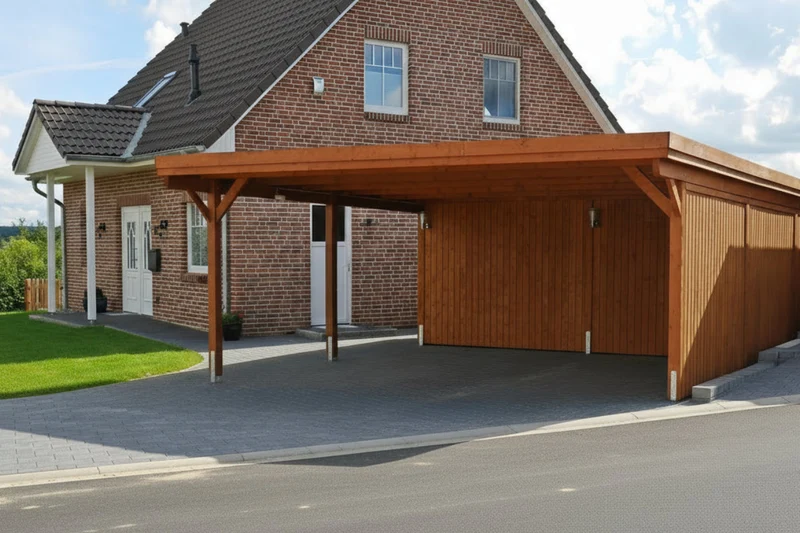 Doppelcarport CLASSIC Holzblende mit Abstellraum (Verkleidung: Klassisches Duoprofil)