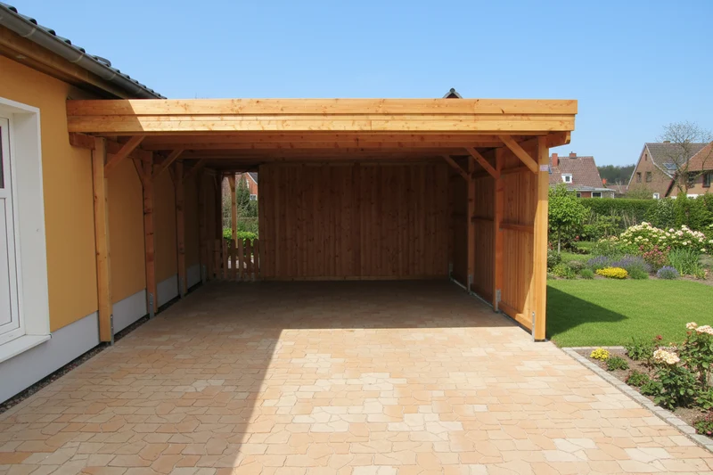Doppelcarport CLASSIC Holzblende mit Abstellraum (Verkleidung: Klassisches Duoprofil)