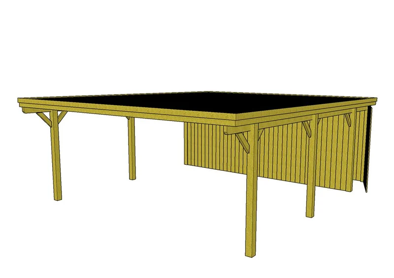 Doppelcarport CLASSIC Holzblende mit Abstellraum (Verkleidung: Klassisches Duoprofil)