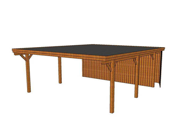 Doppelcarport CLASSIC Holzblende mit Abstellraum (Verkleidung: Klassisches Duoprofil)