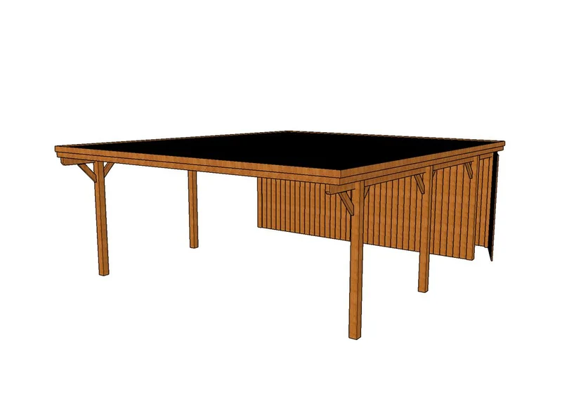 Doppelcarport CLASSIC Holzblende mit Abstellraum (Verkleidung: Klassisches Duoprofil)