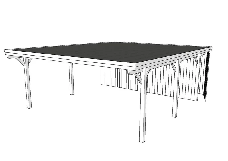Doppelcarport CLASSIC Holzblende mit Abstellraum (Verkleidung: Klassisches Duoprofil)