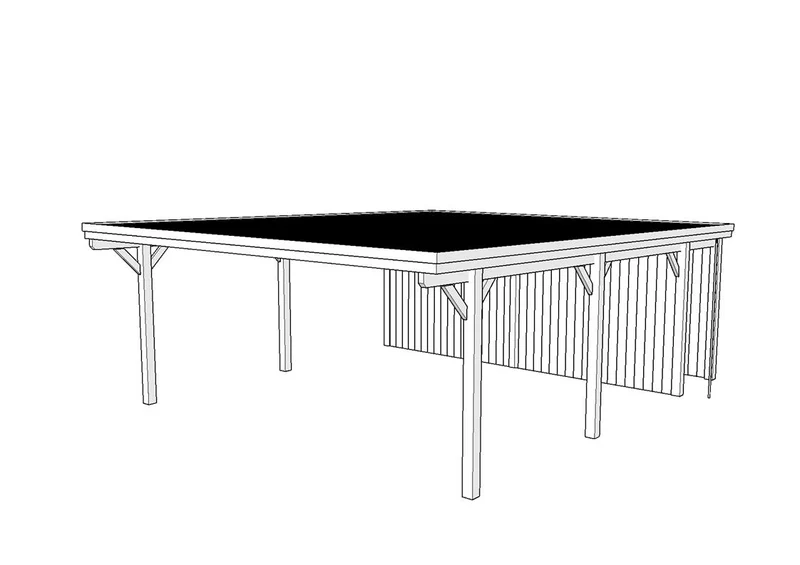 Doppelcarport CLASSIC Holzblende mit Abstellraum (Verkleidung: Klassisches Duoprofil)