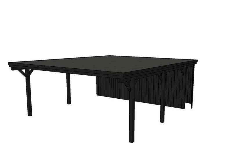 Doppelcarport CLASSIC Holzblende mit Abstellraum (Verkleidung: Klassisches Duoprofil)