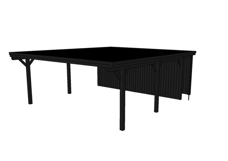 Doppelcarport CLASSIC Holzblende mit Abstellraum (Verkleidung: Klassisches Duoprofil)