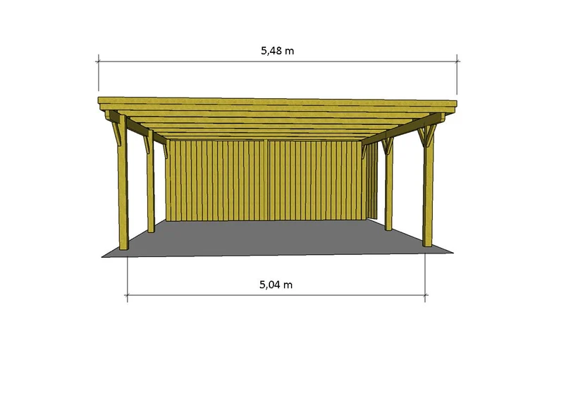 Doppelcarport CLASSIC Holzblende mit Abstellraum (Verkleidung: Klassisches Duoprofil)