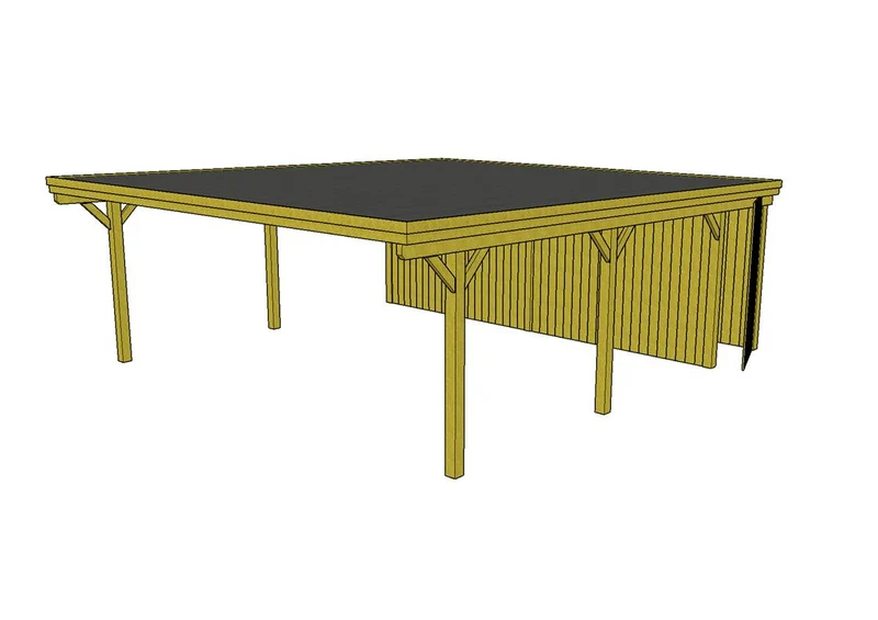 Doppelcarport CLASSIC Holzblende mit Abstellraum (Verkleidung: Klassisches Duoprofil)