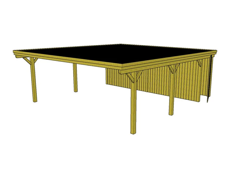 Doppelcarport CLASSIC Holzblende mit Abstellraum (Verkleidung: Klassisches Duoprofil)
