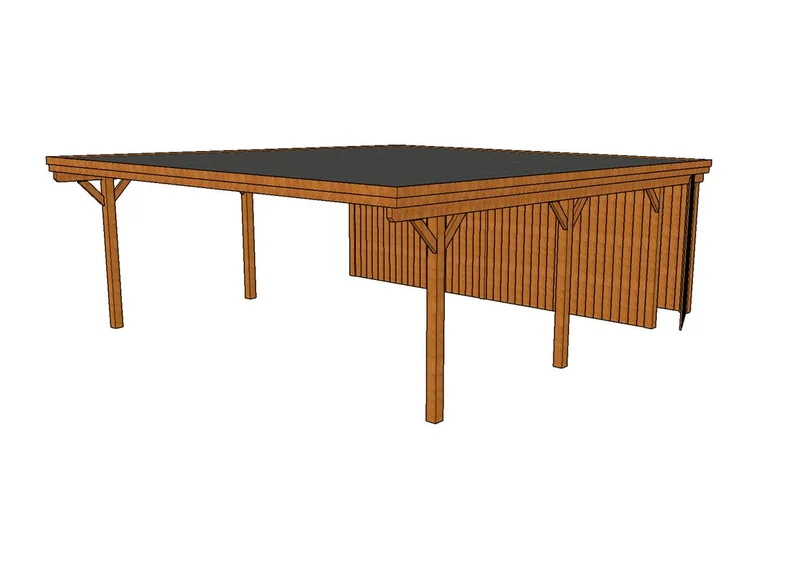 Doppelcarport CLASSIC Holzblende mit Abstellraum (Verkleidung: Klassisches Duoprofil)