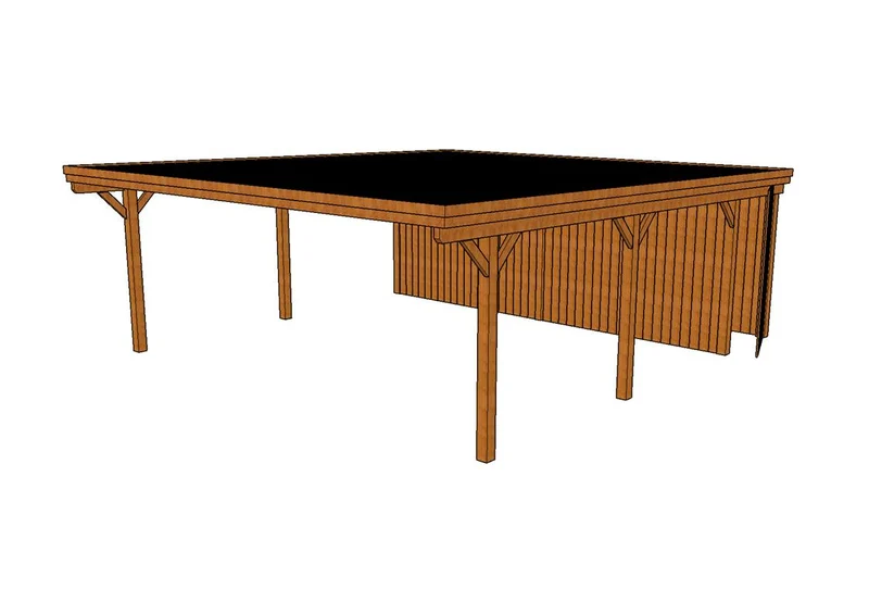 Doppelcarport CLASSIC Holzblende mit Abstellraum (Verkleidung: Klassisches Duoprofil)
