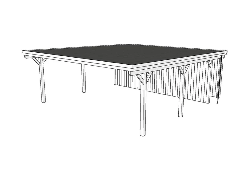 Doppelcarport CLASSIC Holzblende mit Abstellraum (Verkleidung: Klassisches Duoprofil)