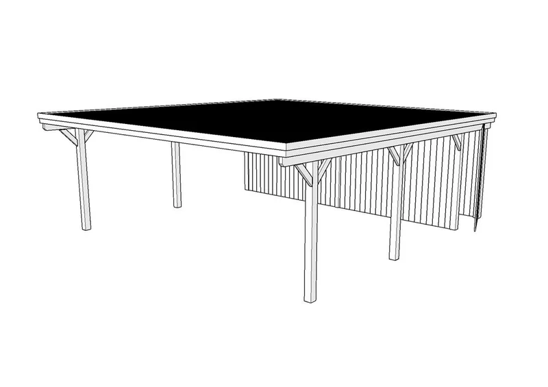Doppelcarport CLASSIC Holzblende mit Abstellraum (Verkleidung: Klassisches Duoprofil)