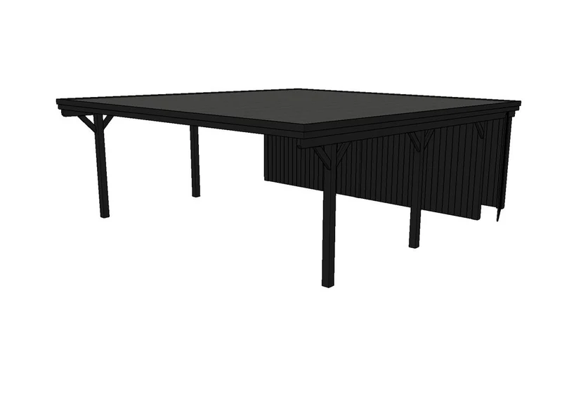 Doppelcarport CLASSIC Holzblende mit Abstellraum (Verkleidung: Klassisches Duoprofil)