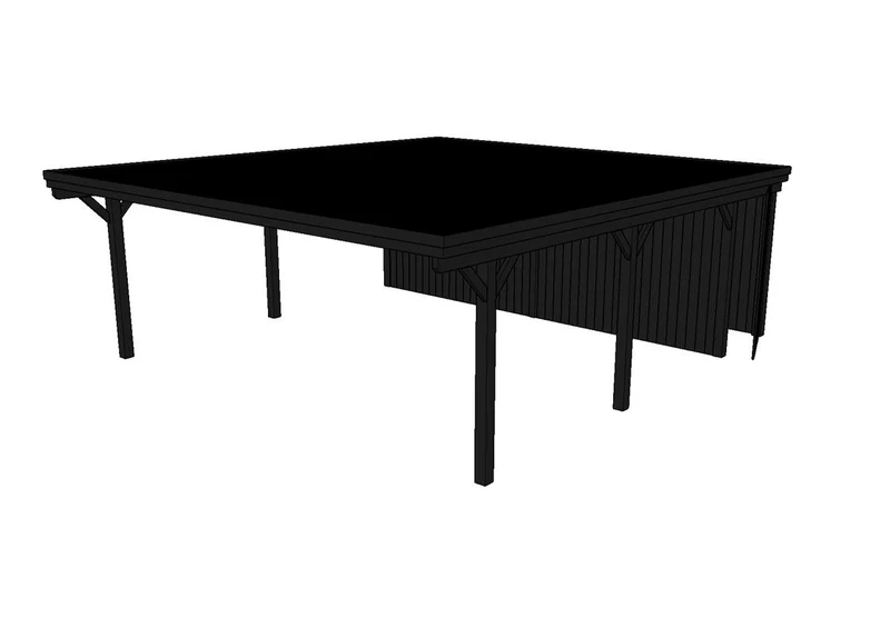 Doppelcarport CLASSIC Holzblende mit Abstellraum (Verkleidung: Klassisches Duoprofil)