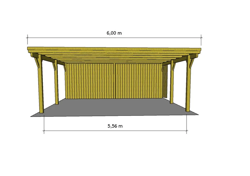 Doppelcarport CLASSIC Holzblende mit Abstellraum (Verkleidung: Klassisches Duoprofil)