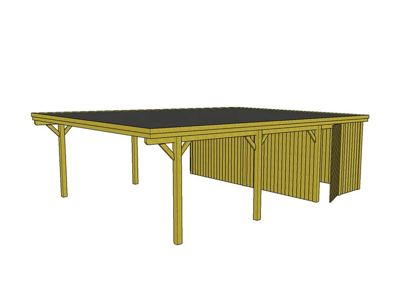 Doppelcarport CLASSIC Holzblende mit Abstellraum (Verkleidung: Klassisches Duoprofil)