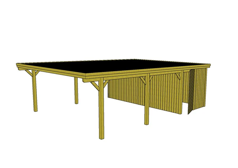Doppelcarport CLASSIC Holzblende mit Abstellraum (Verkleidung: Klassisches Duoprofil)