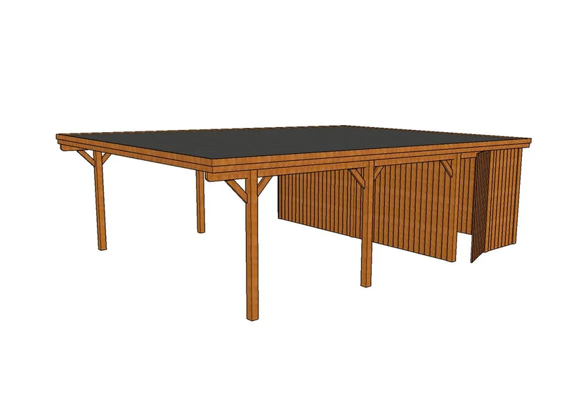 Doppelcarport CLASSIC Holzblende mit Abstellraum (Verkleidung: Klassisches Duoprofil)