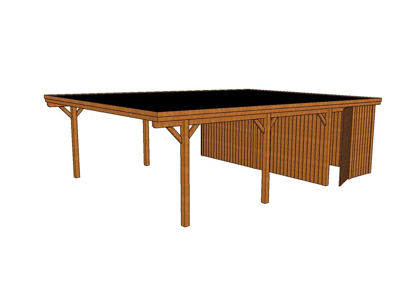 Doppelcarport CLASSIC Holzblende mit Abstellraum (Verkleidung: Klassisches Duoprofil)