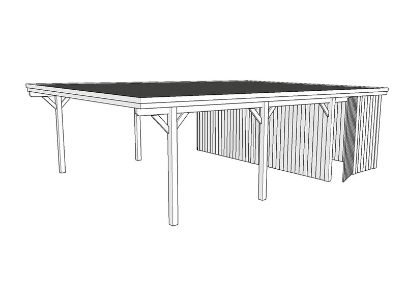 Doppelcarport CLASSIC Holzblende mit Abstellraum (Verkleidung: Klassisches Duoprofil)