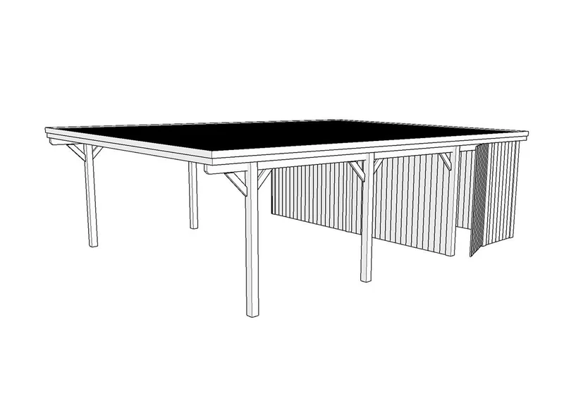 Doppelcarport CLASSIC Holzblende mit Abstellraum (Verkleidung: Klassisches Duoprofil)