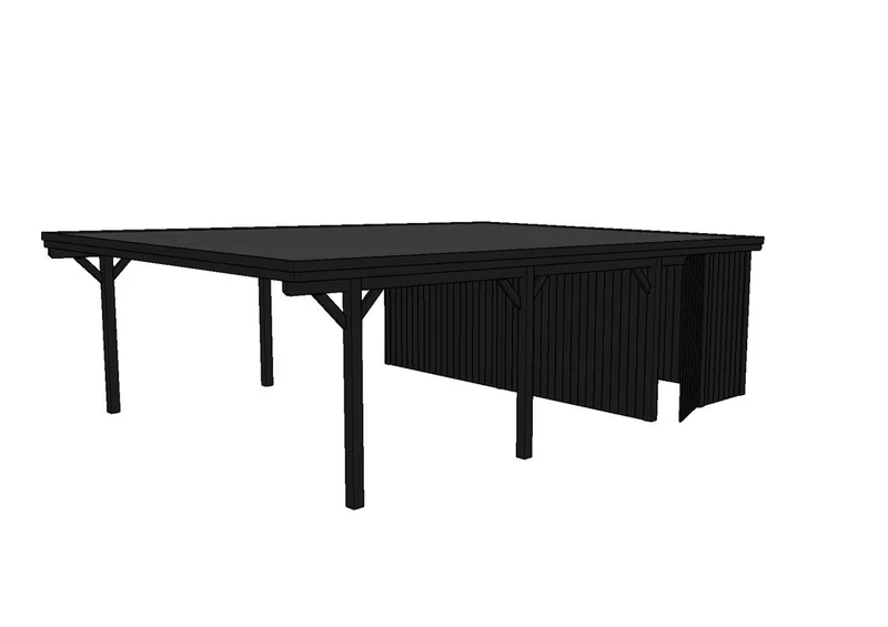 Doppelcarport CLASSIC Holzblende mit Abstellraum (Verkleidung: Klassisches Duoprofil)