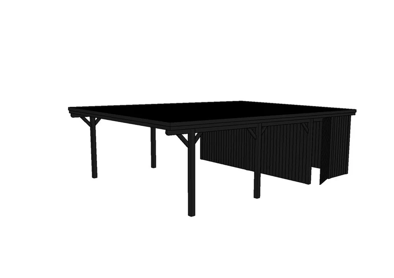 Doppelcarport CLASSIC Holzblende mit Abstellraum (Verkleidung: Klassisches Duoprofil)