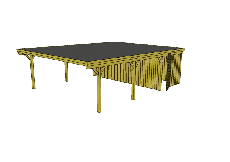 Doppelcarport CLASSIC Holzblende mit Abstellraum (Verkleidung: Klassisches Duoprofil)