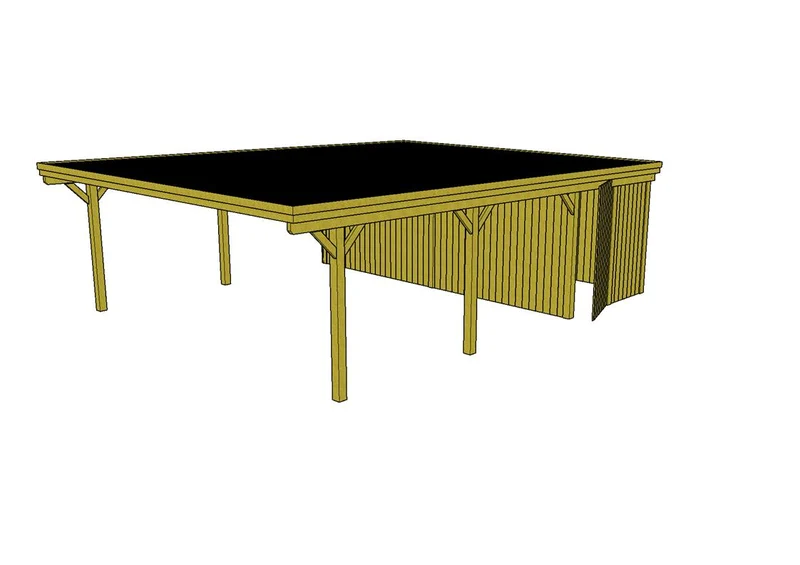 Doppelcarport CLASSIC Holzblende mit Abstellraum (Verkleidung: Klassisches Duoprofil)