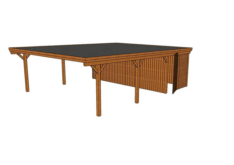 Doppelcarport CLASSIC Holzblende mit Abstellraum (Verkleidung: Klassisches Duoprofil)