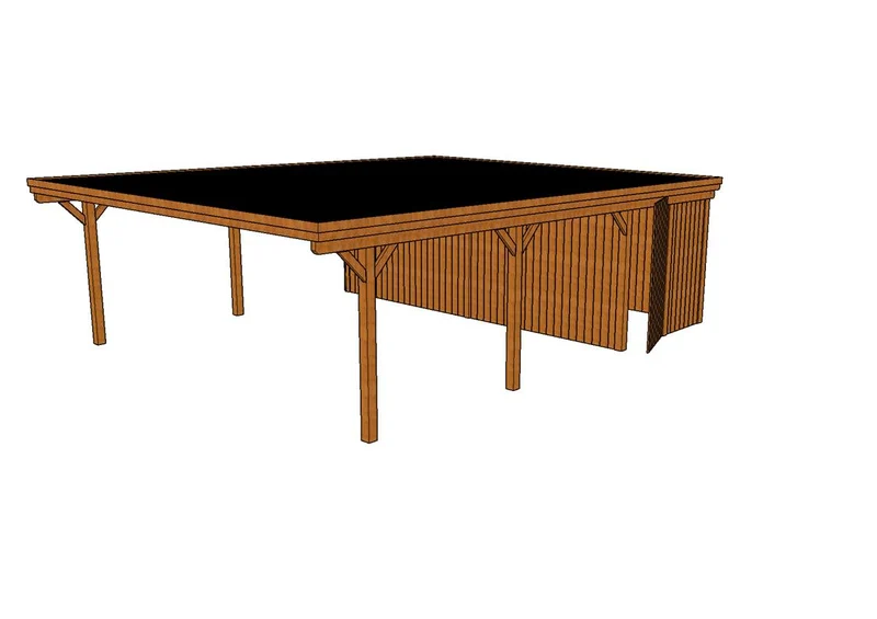 Doppelcarport CLASSIC Holzblende mit Abstellraum (Verkleidung: Klassisches Duoprofil)