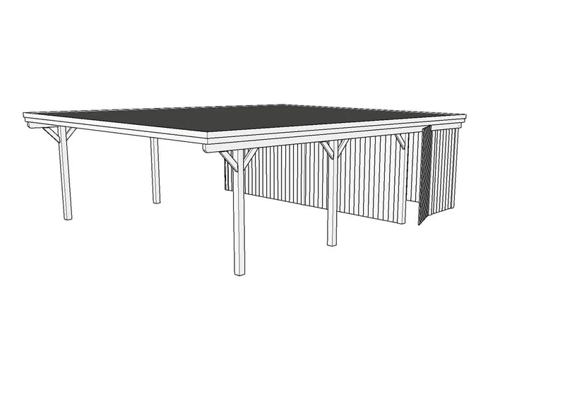 Doppelcarport CLASSIC Holzblende mit Abstellraum (Verkleidung: Klassisches Duoprofil)