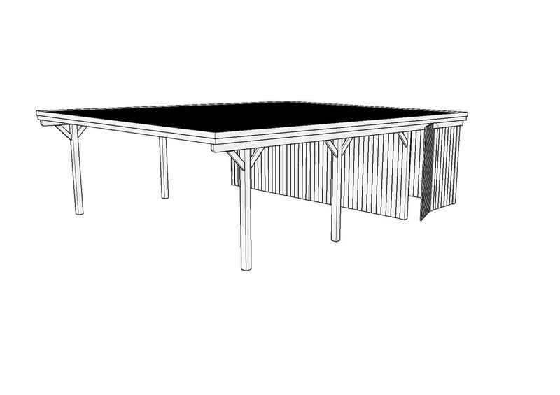 Doppelcarport CLASSIC Holzblende mit Abstellraum (Verkleidung: Klassisches Duoprofil)