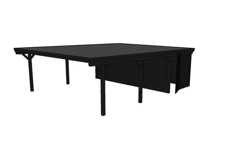 Doppelcarport CLASSIC Holzblende mit Abstellraum (Verkleidung: Klassisches Duoprofil)
