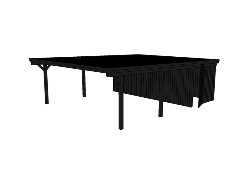 Doppelcarport CLASSIC Holzblende mit Abstellraum (Verkleidung: Klassisches Duoprofil)