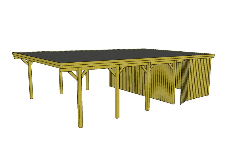 Doppelcarport CLASSIC Holzblende mit Abstellraum (Verkleidung: Klassisches Duoprofil)