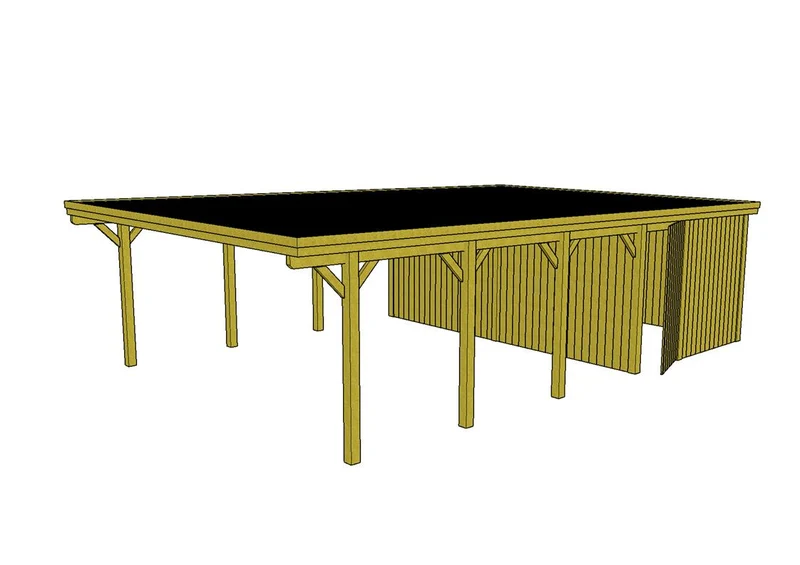 Doppelcarport CLASSIC Holzblende mit Abstellraum (Verkleidung: Klassisches Duoprofil)
