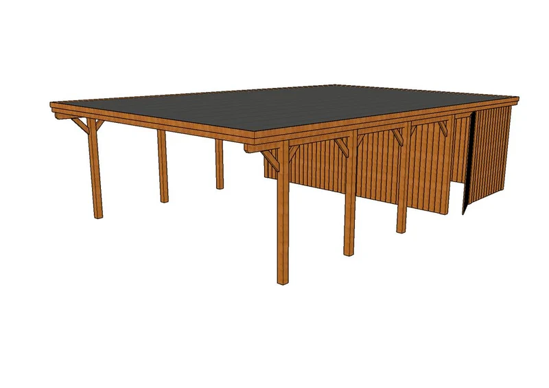 Doppelcarport CLASSIC Holzblende mit Abstellraum (Verkleidung: Klassisches Duoprofil)