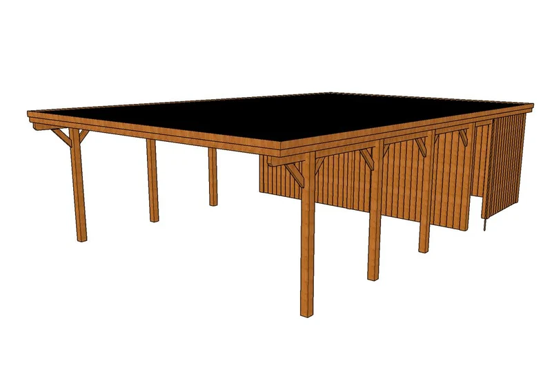 Doppelcarport CLASSIC Holzblende mit Abstellraum (Verkleidung: Klassisches Duoprofil)