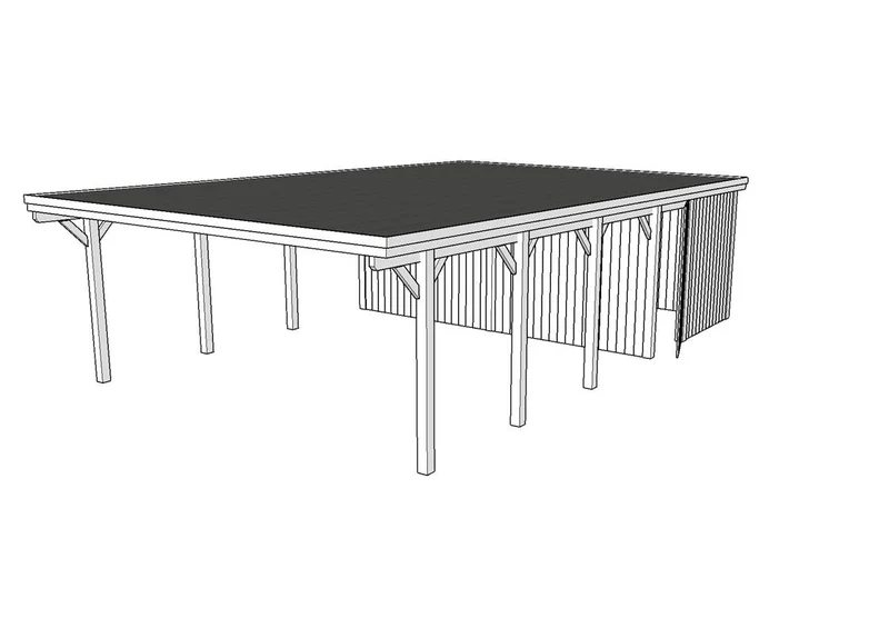 Doppelcarport CLASSIC Holzblende mit Abstellraum (Verkleidung: Klassisches Duoprofil)