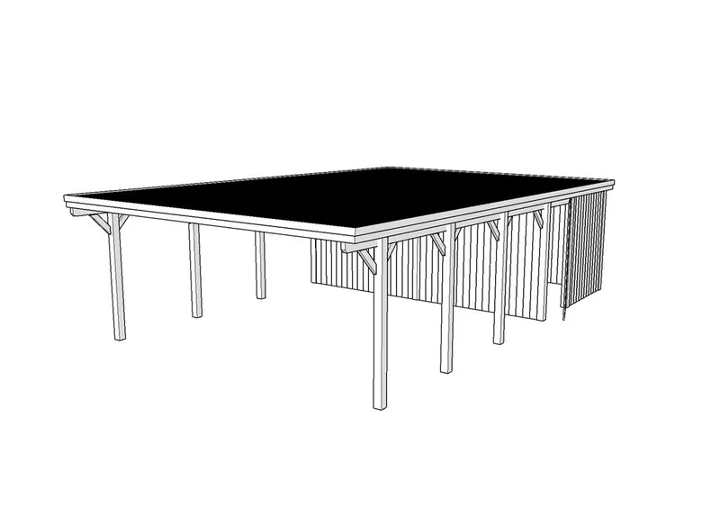 Doppelcarport CLASSIC Holzblende mit Abstellraum (Verkleidung: Klassisches Duoprofil)
