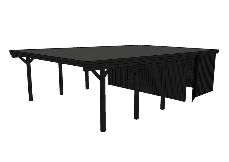 Doppelcarport CLASSIC Holzblende mit Abstellraum (Verkleidung: Klassisches Duoprofil)