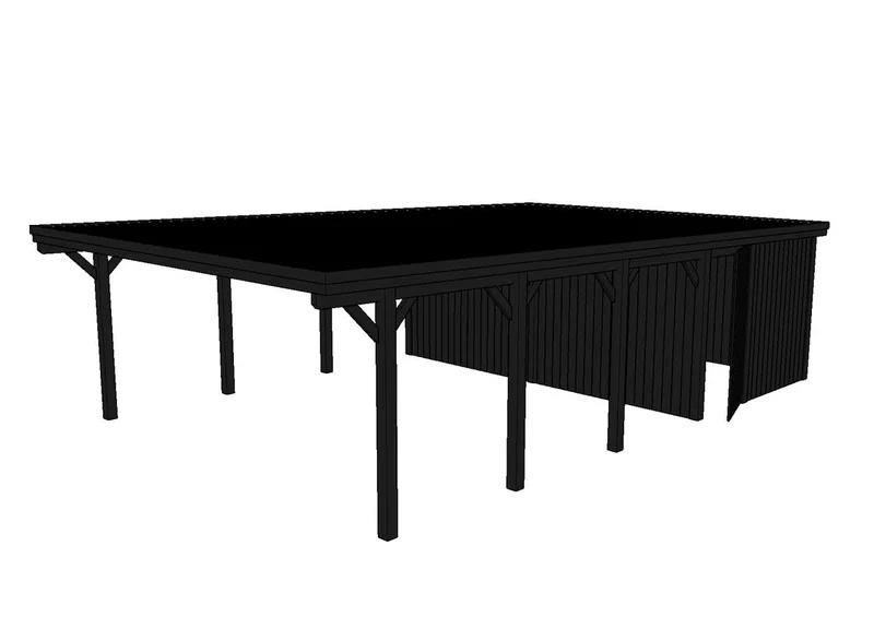 Doppelcarport CLASSIC Holzblende mit Abstellraum (Verkleidung: Klassisches Duoprofil)