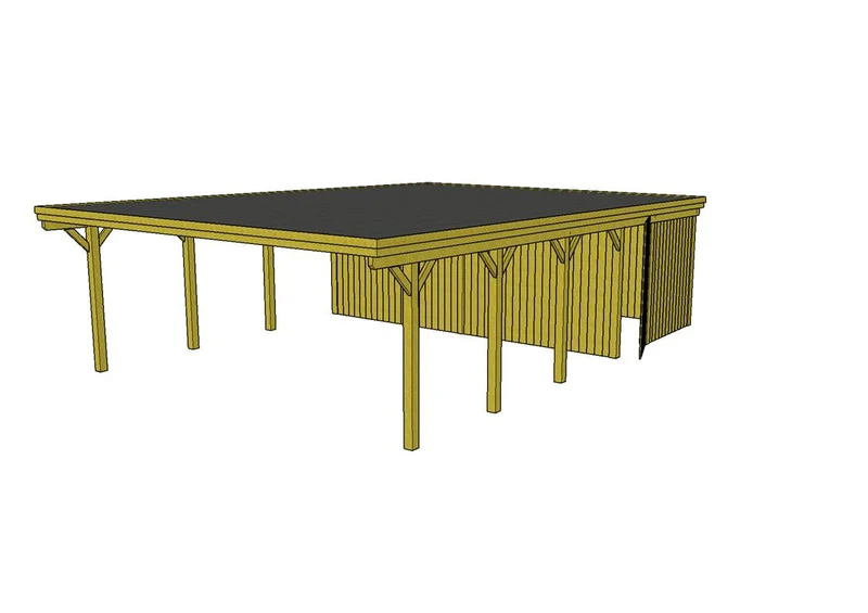 Doppelcarport CLASSIC Holzblende mit Abstellraum (Verkleidung: Klassisches Duoprofil)