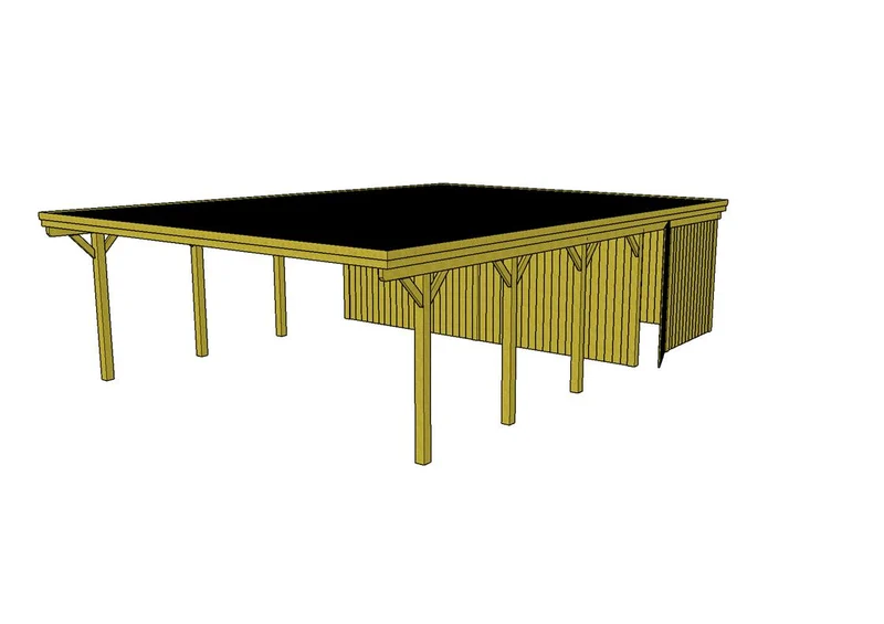 Doppelcarport CLASSIC Holzblende mit Abstellraum (Verkleidung: Klassisches Duoprofil)