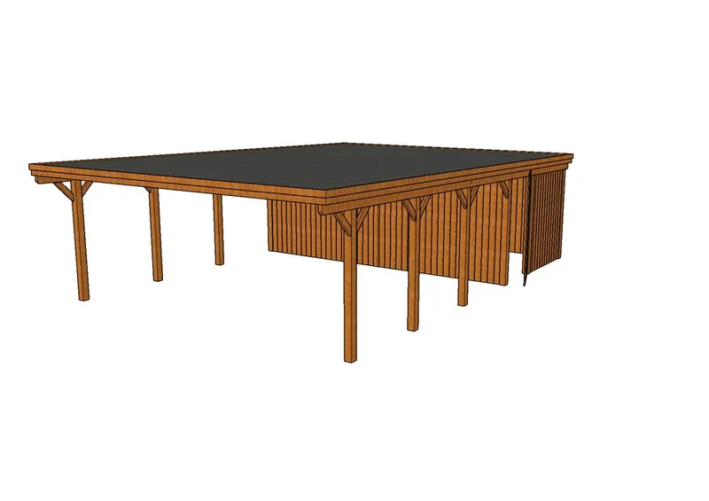 Doppelcarport CLASSIC Holzblende mit Abstellraum (Verkleidung: Klassisches Duoprofil)