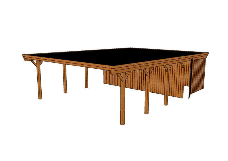 Doppelcarport CLASSIC Holzblende mit Abstellraum (Verkleidung: Klassisches Duoprofil)